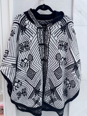 Black and White Poncho purchased while travelling in Peru